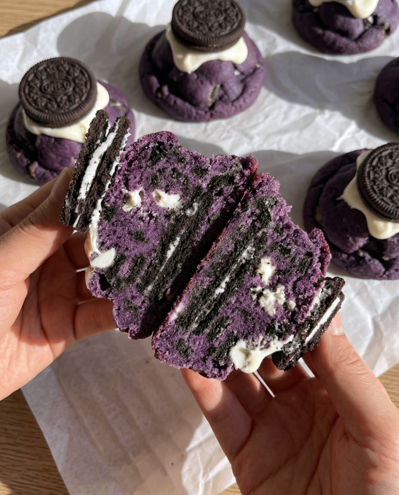 New York -tyyliset ube Oreo -keksit