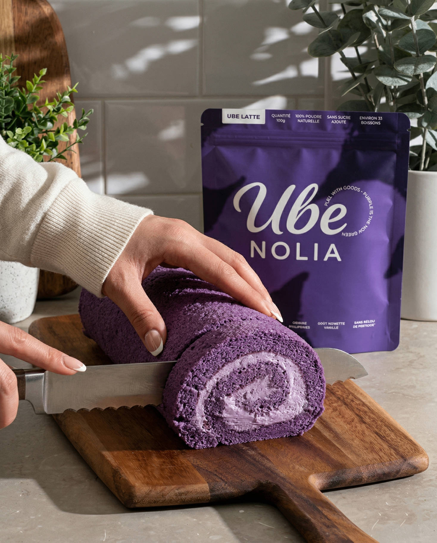 Ube-kääretorttu: Pehmeä violetti chiffon-kääretorttu