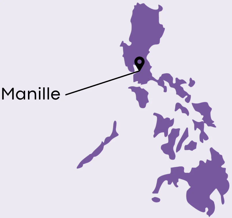 Filippiinien kartta, jossa Manila on korostettu